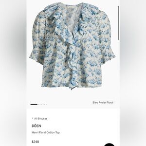 DÔEN Henri Floral Cotton Top in Bleu Rosier Floral